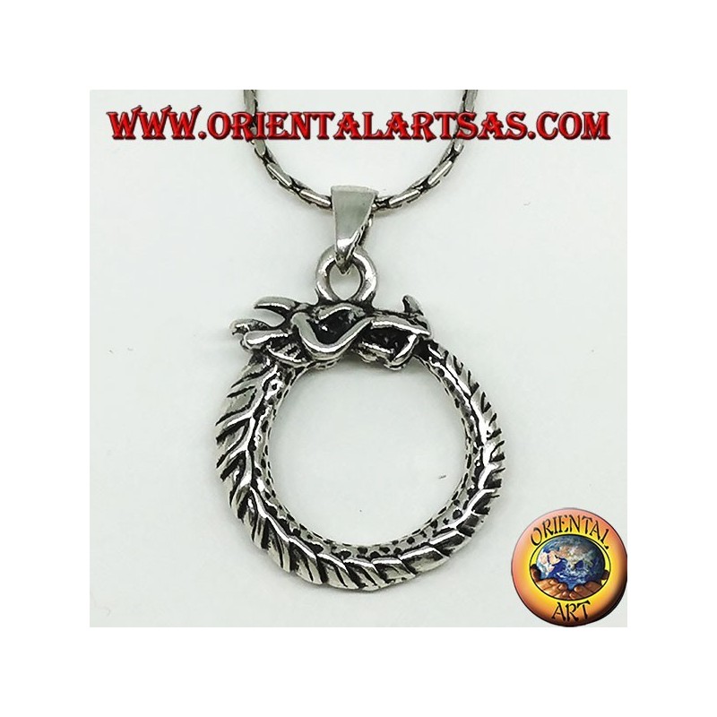 Silver pendant, dragon uroboro ouroboros