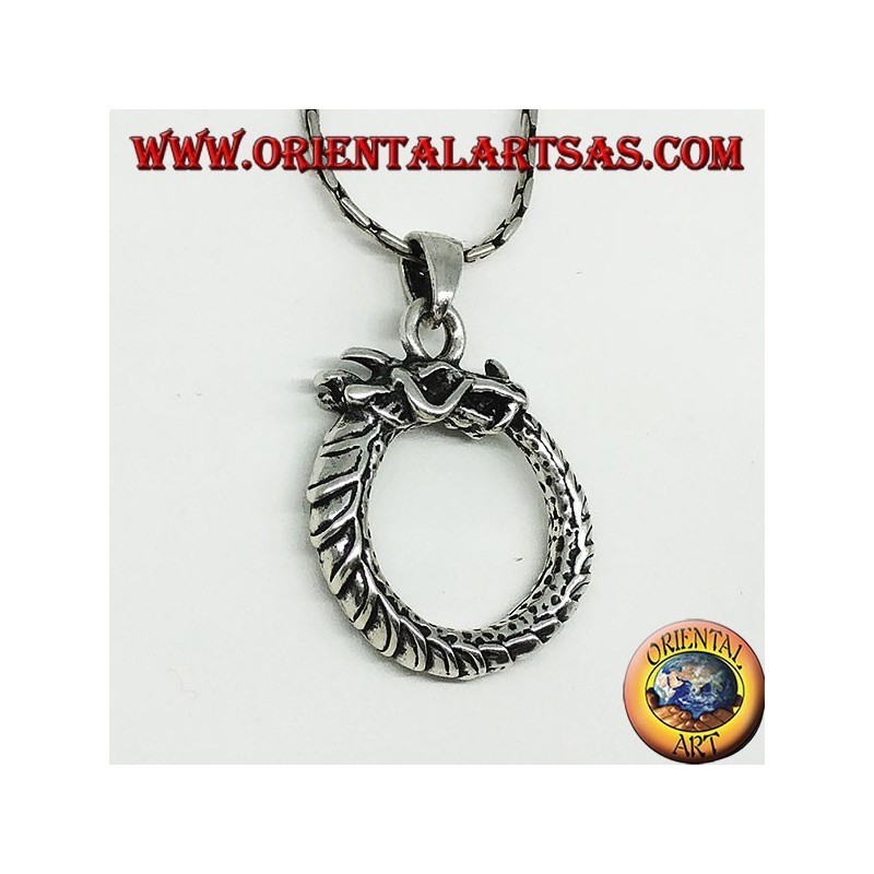 Silver pendant, dragon uroboro ouroboros