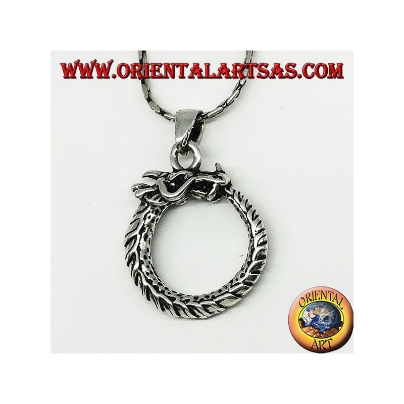 Pendentif en argent, dragon uroboro ouroboros