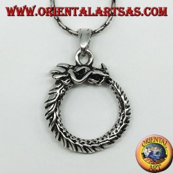 Silver pendant, dragon uroboro ouroboros