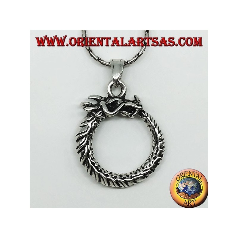 Pendentif en argent, dragon uroboro ouroboros