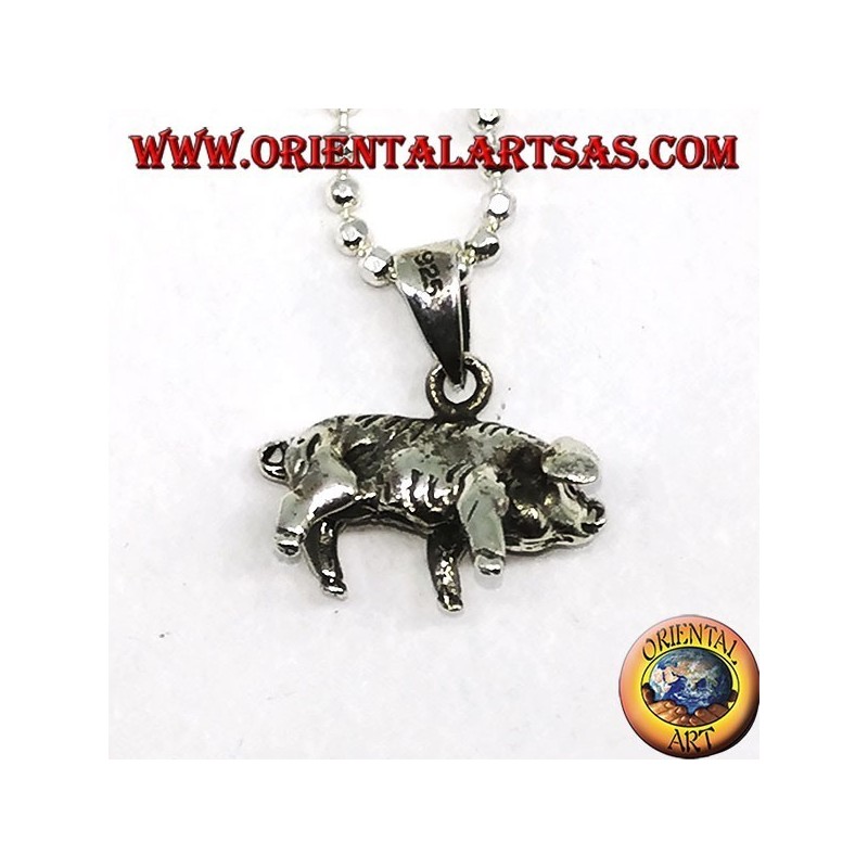 Silver pendant, wild boar or pig