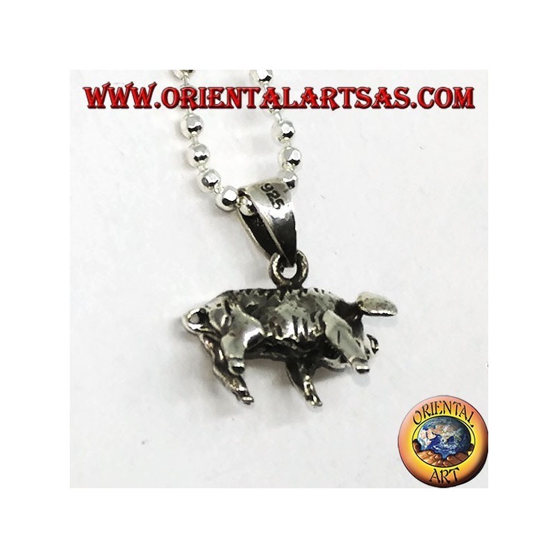 Silver pendant, wild boar or pig