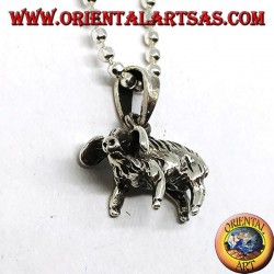 Silver pendant, wild boar or pig