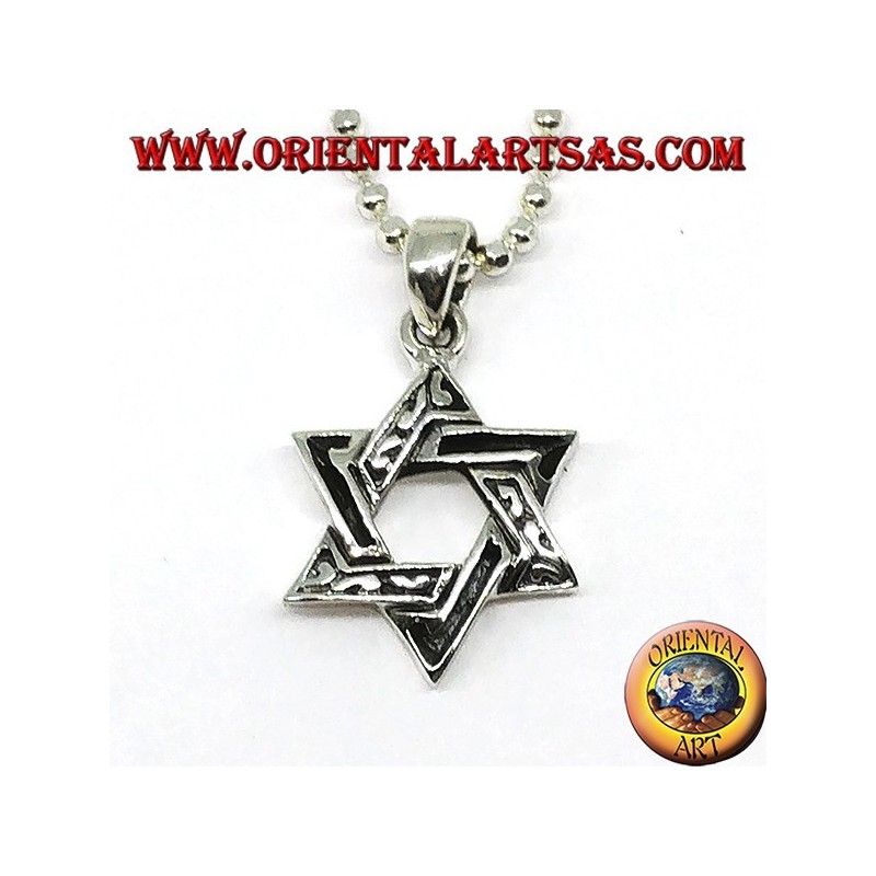 Pendentif en argent, étoile de David (étoile à six branches) épaisse