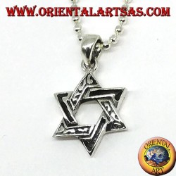Pendentif en argent, étoile de David (étoile à six branches) épaisse