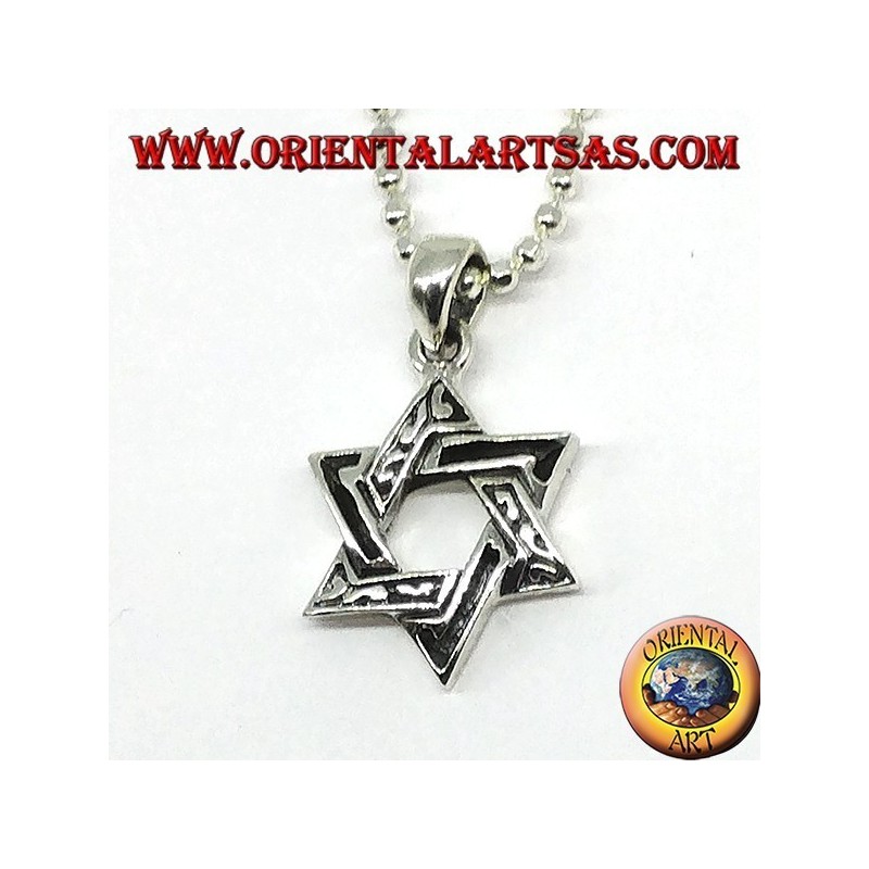 Pendentif en argent, étoile de David (étoile à six branches) épaisse