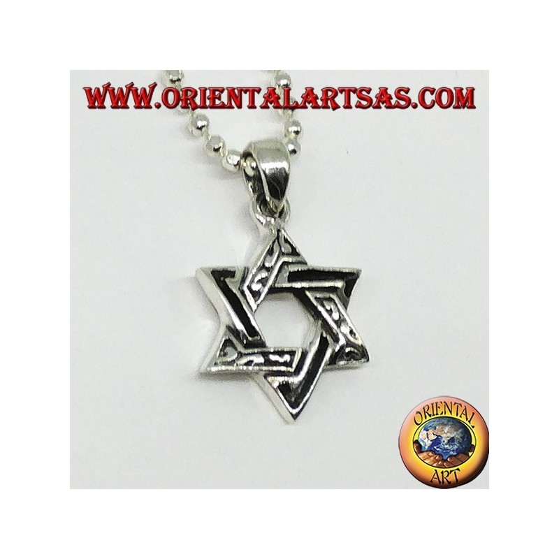 Pendentif en argent, étoile de David (étoile à six branches) épaisse