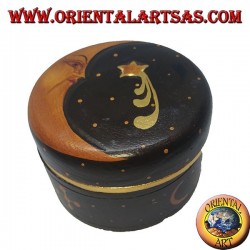 Balsa wood jewelry box depicting moon and star