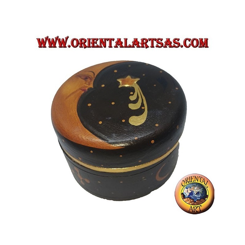 Balsa wood jewelry box depicting moon and star