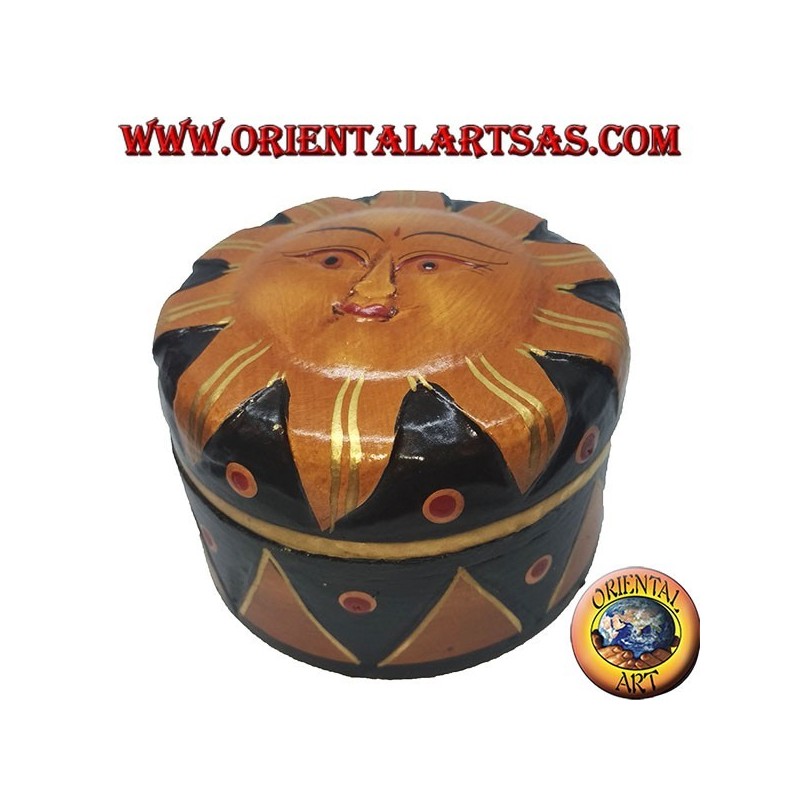 Scatola portagioie in legno di balsa raffigurante il sole dorato