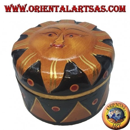 Scatola portagioie in legno di balsa raffigurante il sole dorato