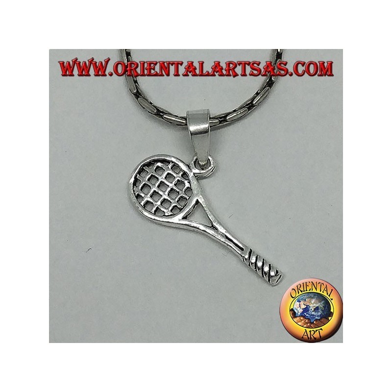 Silver pendant, tennis racket