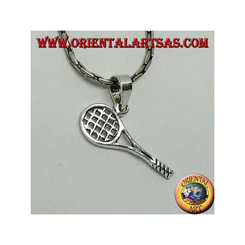 Silver pendant, tennis racket