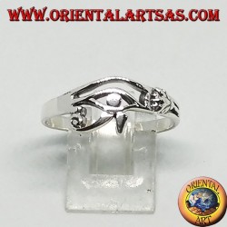 Bague en argent petit oeil d'Horus et Eye of Ra
