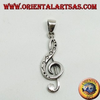 Ciondolo in argento Chiave di violino o chiave del sol, decorata