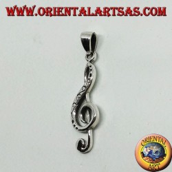 Colgante de plata Clave de sol o llave del sol, decorada