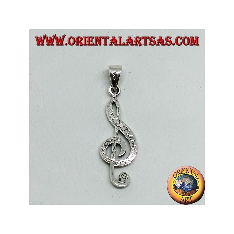 Ciondolo in argento Chiave di violino o chiave del sol, decorata