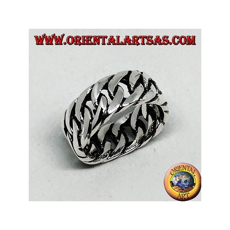 Silver ring, rigid chain