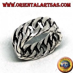 Silver ring, rigid chain