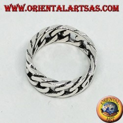 Bague en argent, chaîne rigide