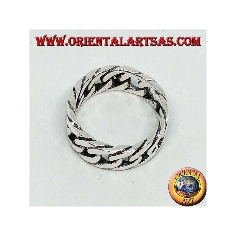 Anello in argento a catena rigida