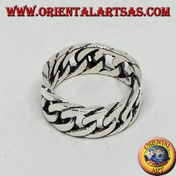 Bague en argent, chaîne rigide
