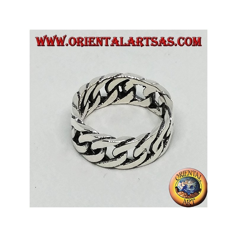 Silberring, starre Kette