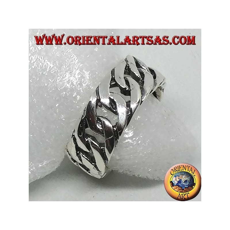 Anello in argento a catena rigida