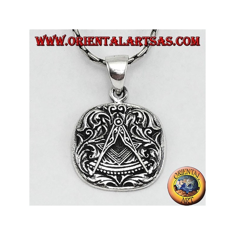 Pendant in silver Square and Compasses superimposed, freemason symbol