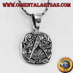 Pendentif en carré d'argent et boussoles superposés, symbole de la franc-maçonnerie