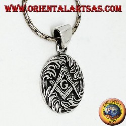 Pendant in silver the squared and overlapping compass with G, symbol of masonry