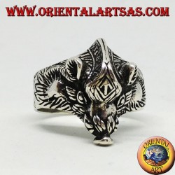 Silver ring with a boar's head