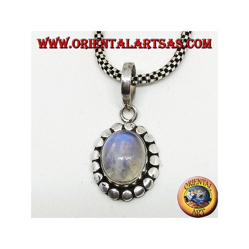 Silberanhänger mit weißem Labradorit mit blauer Fluoreszenz