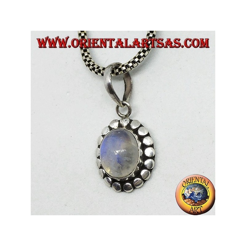 Pendentif en argent avec labradorite blanche à fluorescence bleue