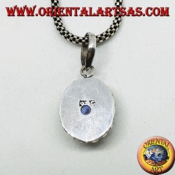 Silver pendant with white labradorite with blue fluorescence