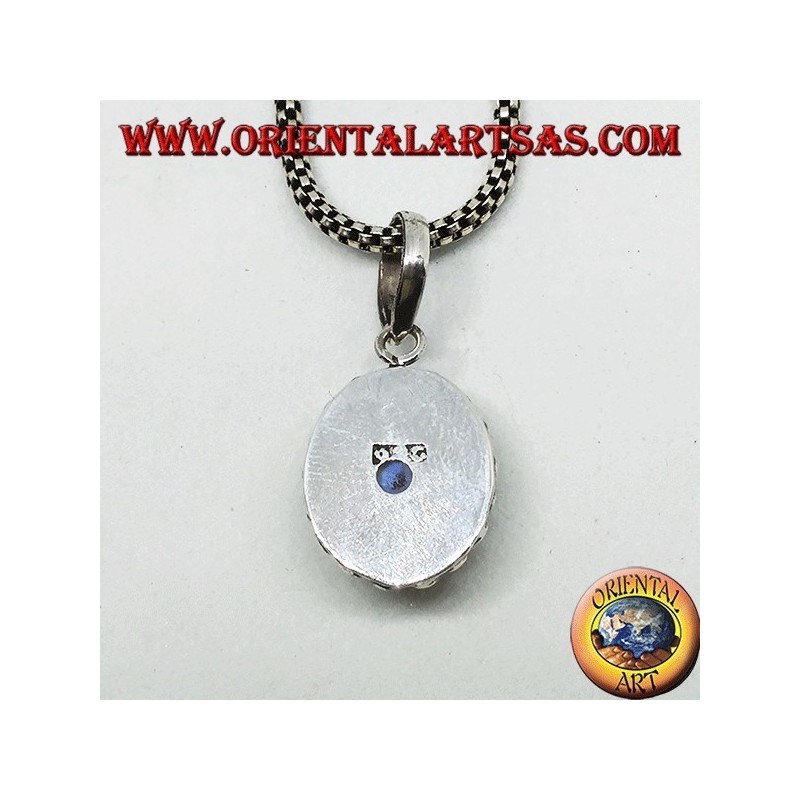 Pendentif en argent avec labradorite blanche à fluorescence bleue
