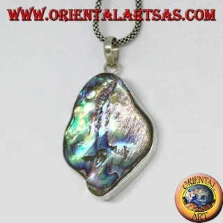 Ciondolo in argento irregolare con paua shell ( abalone )