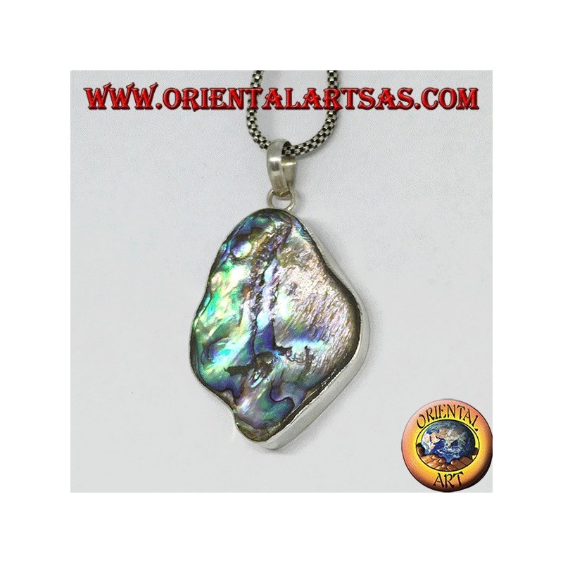 Ciondolo in argento irregolare con paua shell ( abalone )