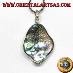 Irregular silver pendant with paua shell (abalone)
