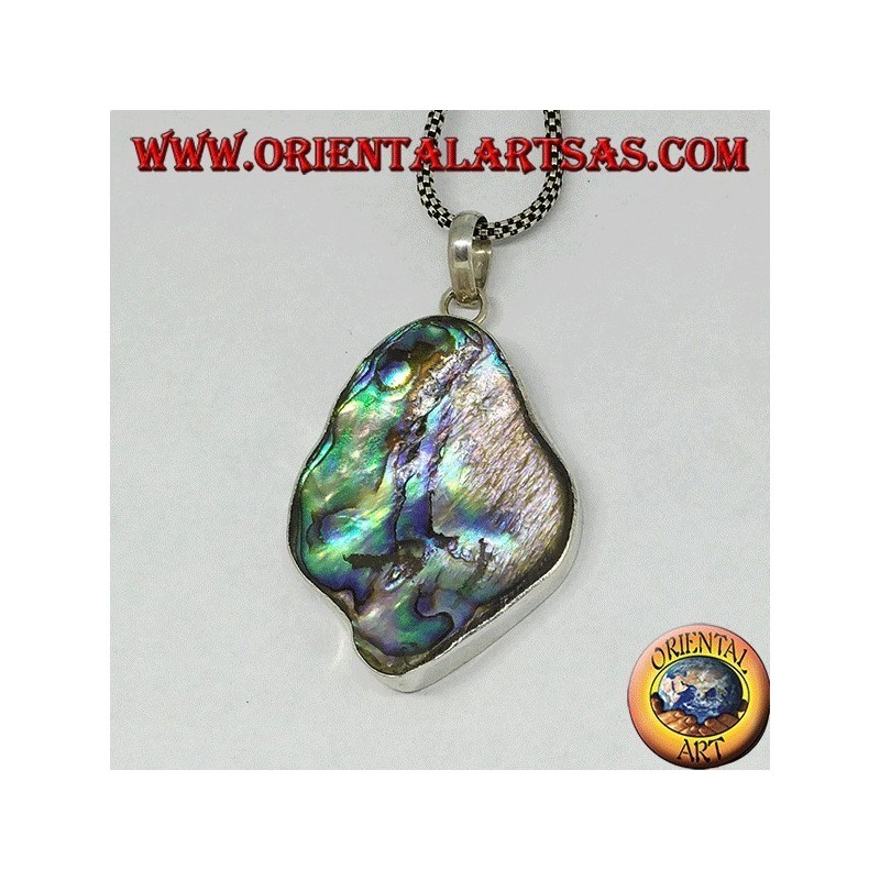 Unregelmäßiger Silberanhänger mit Paua Muschel (Abalone)
