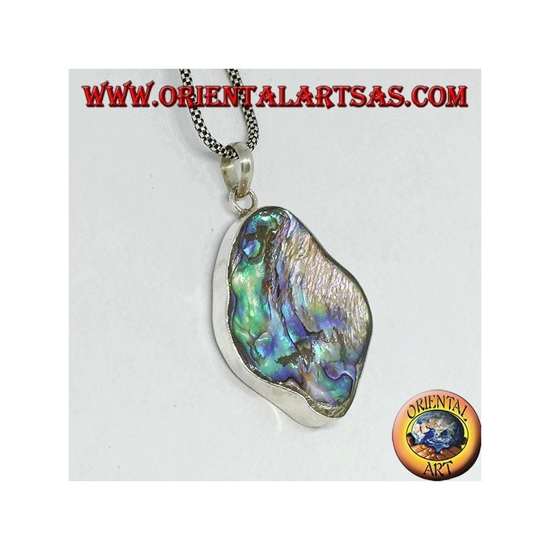 Ciondolo in argento irregolare con paua shell ( abalone )