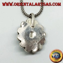 Pendentif en argent avec turquoise ovale tibétaine naturelle et corail