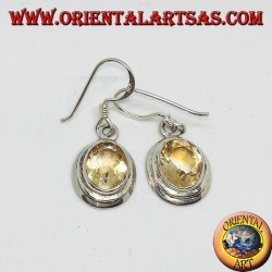 Orecchini in argento  con Topazio naturale ovale sfaccettata