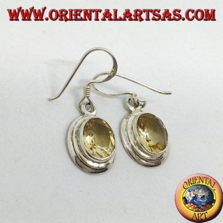 Orecchini in argento  con Topazio naturale ovale sfaccettata