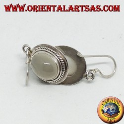 Pendientes de plata con piedra de luna ovalada (adularia)