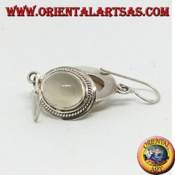Silver earrings with oval moonstone (adularia)