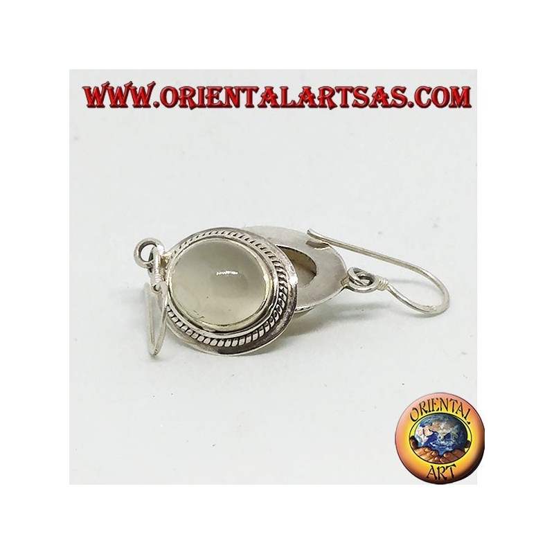 Silberohrringe mit ovalem Mondstein (Adularia)
