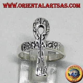 Silver ring with ankh, key of life or ansata cross