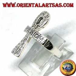 Silver ring with ankh, key of life or ansata cross